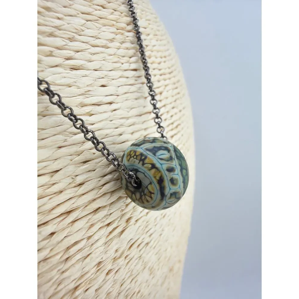 Artisan Spherical Millefiori-Style Art Glass Pendant Necklace